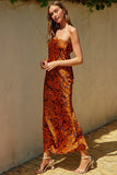 Dress Forum Clothing Deco Strapless Draped Back Maxi Dress STyle FD11690-P1404 in Deep Amber;Strapless Maxi DRess;Back Cowl Dress;Wedding Guest Dress;Summer GUest Dress;Fall Wedding Guest Dress