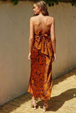 Dress Forum Clothing Deco Strapless Draped Back Maxi Dress STyle FD11690-P1404 in Deep Amber;Strapless Maxi DRess;Back Cowl Dress;Wedding Guest Dress;Summer GUest Dress;Fall Wedding Guest Dress