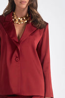 Elan CLothing Analese Blazer Style PS8238 in Maroon; Red Holiday Blazer; Office Holiday Style