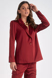 Elan CLothing Analese Blazer Style PS8238 in Maroon; Red Holiday Blazer; Office Holiday Style