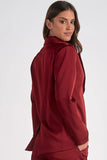 Elan CLothing Analese Blazer Style PS8238 in Maroon; Red Holiday Blazer; Office Holiday Style