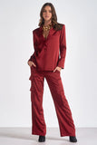 Elan CLothing Analese Blazer Style PS8238 in Maroon; Red Holiday Blazer; Office Holiday Style