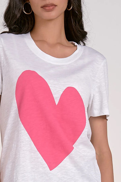 Elan Clothing Heart Tee Style NumberSMP10997 in White Heart;White Tee With a Pink Heart; 