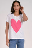 Elan Clothing Heart Tee Style NumberSMP10997 in White Heart;White Tee With a Pink Heart; 