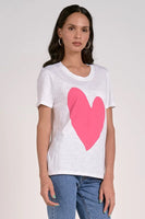 Elan Clothing Heart Tee Style NumberSMP10997 in White Heart;White Tee With a Pink Heart; 