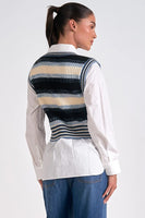 Elan Clothing Kaia Sweater Vest Top Style SW10303 Bl-Mult in Blue Multi;Layered Sweater Vest Top;Elan Layered Sweater Vest Top;Fall Layered Sweater Vest; 