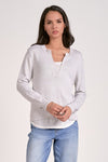 Elan Clothing Layered V-Neck Sweater Style SW11414 in Grey With Warm White; 