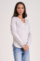 Elan Clothing Layered V-Neck Sweater Style SW11414 in Grey With Warm White; 