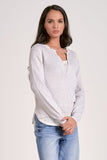 Elan Clothing Layered V-Neck Sweater Style SW11414 in Grey With Warm White; 