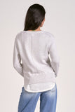 Elan Clothing Layered V-Neck Sweater Style SW11414 in Grey With Warm White; 