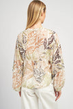 En Saison Clothing Nina Top Style IES3464T in Tropical Khaki; 