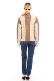 Fifteen Twenty Clothing Amerie Color Block Sweater Style 3F89819 SAWH in Sand and Wheat;Vertical wide Stripe Sweater;Mock Neck Sweater; 