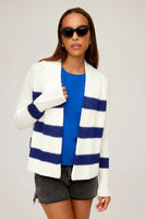 Fifteen Twenty Clothing Cely Cropped Cardigan Style 1F89879 OWN in Off White with Navy; 