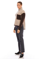 Fifteen Twenty Clothing Colette Turtleneck Sweater Style 3F89786 in Stone; Color Block Turtle Neck Sweater; Fall Sweater; WInter Turtle neck Sweater