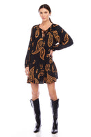 Fifteen Twenty Clothing Stella Mini Dress Style 3F11601 PAI in Paisley;black paisley dress; 