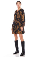 Fifteen Twenty Clothing Stella Mini Dress Style 3F11601 PAI in Paisley;black paisley dress; 