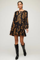 Fifteen Twenty Clothing Stella Mini Dress Style 3F11601 PAI in Paisley;black paisley dress; 