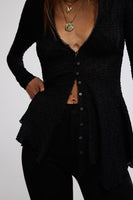 Free PEople Clothing Janey Lace Top Style OB2094335 in Black;lace button front semi sheer top; 