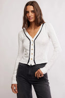 Free PEople Clothing TIPTON CARDI Style OB2133556 in ivory combo; 