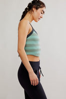 Free People Movement All Clear Striped Cami Style OB2098661 in Sage Combo;  Activewear style tank Top