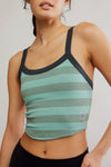 Free People Movement All Clear Striped Cami Style OB2098661 in Sage Combo;  Activewear style tank Top