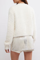 Free People Celeste Cardi Style OB2094580 in Ivory; Multi Color Button Fuzzy Pointelle Sleeve Sweater Cardi