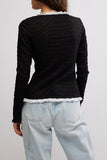 Free People Clothing Blackbird Cardi Style OB2070497 in Black; Layered Top;  Button front layered sweater Top