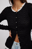 Free People Clothing Blackbird Cardi Style OB2070497 in Black; Layered Top;  Button front layered sweater Top