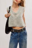 Free People Dream Maker Vest Style OB1984491in Heather Grey;knit vest