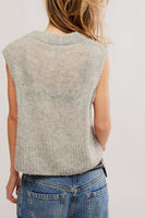 Free People Dream Maker Vest Style OB1984491in Heather Grey;knit vest