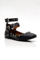 Free People MYSTIC DIAMANTE FLAT Style OB1786894 in black;Studded Ballet Flat;Studded Double Ankle Strap Ballet Flat; 