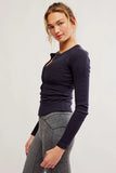 Free People Movement Kick Off Solid Layer Style OB2053660 in Black;Ribbed Layering Top; 