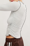 Free People Movement Right On Run Long Sleeve Layer Style OB1817139 in Artic Snow; 