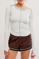 Free People Movement Right On Run Long Sleeve Layer Style OB1817139 in Artic Snow; 