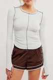 Free People Movement Right On Run Long Sleeve Layer Style OB1817139 in Artic Snow; 