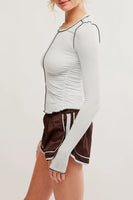 Free People Movement Right On Run Long Sleeve Layer Style OB1817139 in Artic Snow; 