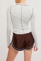 Free People Movement Right On Run Long Sleeve Layer Style OB1817139 in Artic Snow; 