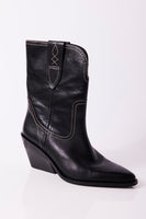 Free People Shoes Pitchfork Point Western Boot Style OB1959150 in Victorian Black Leather;Wester Style Ankle Boot;Free PEople Western Boot; 