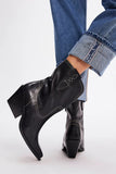 Free People Shoes Pitchfork Point Western Boot Style OB1959150 in Victorian Black Leather;Wester Style Ankle Boot;Free PEople Western Boot; 