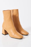 Free People Shoes Wisteria Ankle Boot Style OB1998147 in Camel Leather;Leather Low Heel Ankle Boot;Free People Leather Boot; 