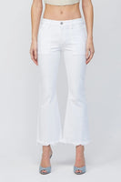 Hidden Jeans Happi Cargo Crop Flare Style HD3194C in White;White Cropped Flare JEans;Hidden Jeans White Mid Rise Cropped Flare