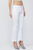 Hidden Jeans Happi Cargo Crop Flare Style HD3194C in White;White Cropped Flare JEans;Hidden Jeans White Mid Rise Cropped Flare