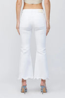 Hidden Jeans Happi Cargo Crop Flare Style HD3194C in White;White Cropped Flare JEans;Hidden Jeans White Mid Rise Cropped Flare