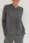 J Society Clothing Roxie Satin Pocket Hoodie style 20018 Gun00 in Gunmetal;  Satin Pocket Hoodie