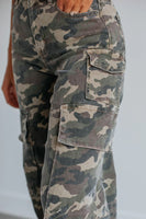 Hidden Jeans Nori High Rise Wide Leg Cargo Style HD9299-CAM;Wide Leg Camo Cargo Jeans; 