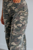 Hidden Jeans Nori High Rise Wide Leg Cargo Style HD9299-CAM;Wide Leg Camo Cargo Jeans; 