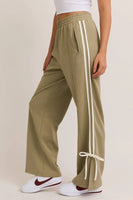 Le Lis Clothing Bow Detail Track Pant style SP2364 in Sage With White; SAge Green white bow detail track pant; spring track pant; athleisure track pant; trendy track pant