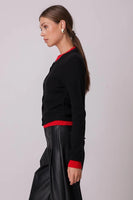 Line and Dot Clothing Hutch Double Layer Cardigan Style LT4682B in Black with Red and In Heather Grey;Layered Look Cardigan; 