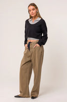 Line and Dot Clothing Lowen Sweater Style LT5732B in Black and Grey;2 piece layered sweater set; 