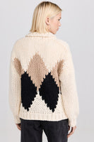 Line and Dot Clothing Weller Sweater Style LT5714B in Ivory Multi; Chunky Knit Button Front Sweater Cardigan; Winter Sweater Cardigan